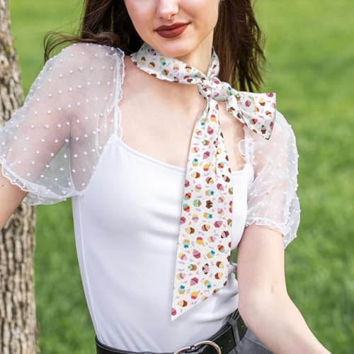 Delicious Cupcakes Neck Scarf Printed Scarves Head Women'S Fashion Satin Scarfs For Bag Hair Handbag Accessories4