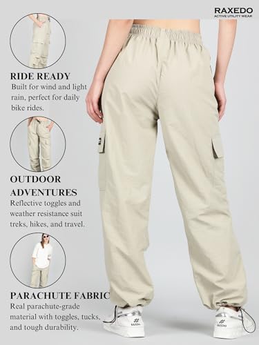 Image of Parachute Pants for Women - Water-Resistant Cargo Pants for Women | Stylish Activewear for Travel, Office, Gym, Trekking & Everyday Comfort | Korean Pants for Woman