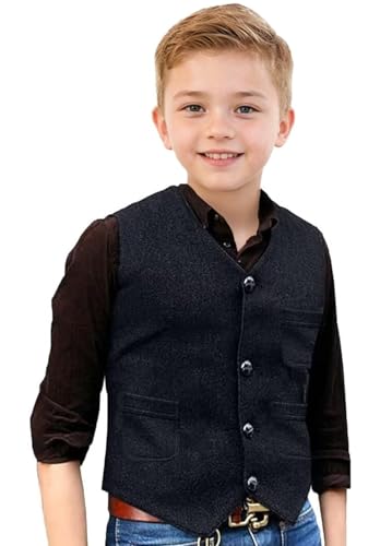 Retro Boys Vest Tweed Herringbone Kids Vest 4 Buttons Slim Fit Sleeveless Waistcoat for Wedding Prom Outfit3