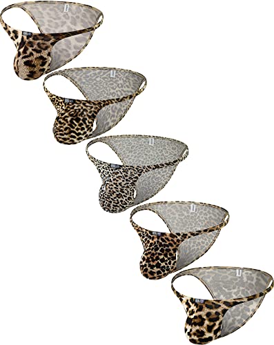 iKingsky Men's Leopard Cheeky Briefs Sexy Pouch Bikini Underwear Bluge Mens Under Panties