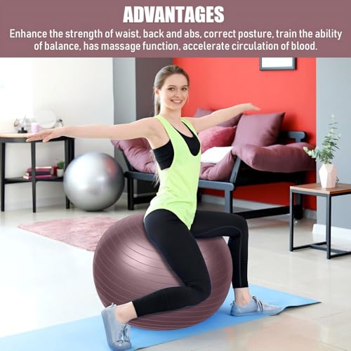 Image of Leyndo 2 Pcs Exercise Ball Yoga Ball with Pump 26 Inches / 65 cm for Workout Pregnancy Stability Anti Burst Birthing Fitness Improved Posture, Balance, Yoga, Pilates, Training