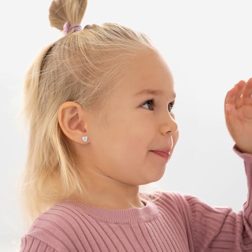 925 Sterling Silver Heart with Cross Toddler & Young Girls Safety Screw Back Earrings, Children's Tiny Stud Earrings - Religious Gift Idea for Kids, Beautiful & Fashionable Cross-Heart2