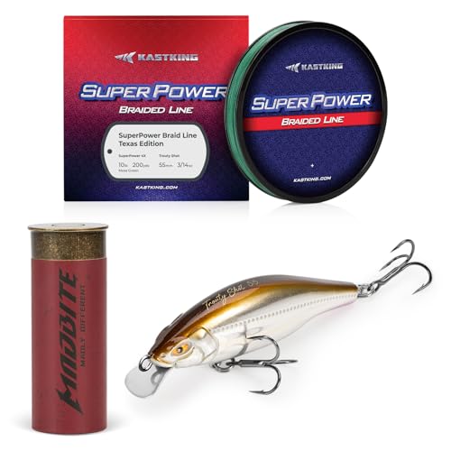 KastKing Superpower Braided Fishing Line and Lure Kit, 4X Braid Line with Hard & Soft Baits...