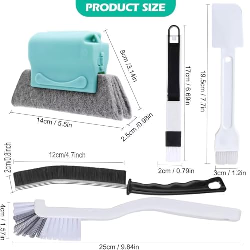 Xemnys Fugendüse Reinigungsbürste Fensterrillenspalt Reinigungswerkzeuge Kit Tiefenreinigungsbürste für kleine Räume, Jalousien, Badezimmer, Dusche, Schiebetür, Toilette, Küche