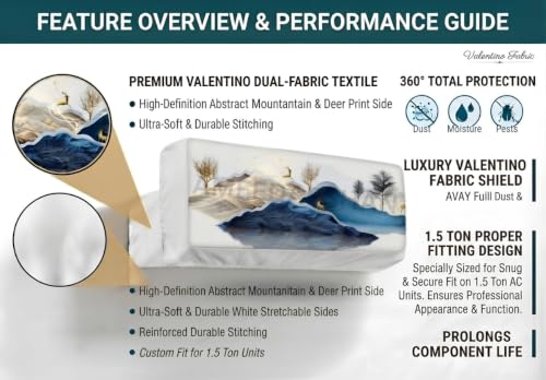 Image of Polyester Printed Air Conditioning Dust Cover Folding Designer Ac Cover For Indoor Split Ac 1.5 Ton (97X 31X 21 Cm ) (New Deer)