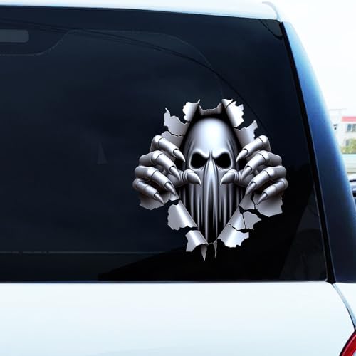 Dreothy Horror-Skelett-Fensteraufkleber, abnehmbar, doppelseitig, Skelett-Aufkleber, Wandkunst-Aufkleber, wasserdichte Fensteraufkleber, Auto, Motorrad, Laptop, Stoßstangen-Aufkleber (Geist)