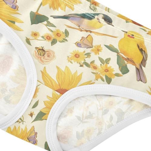 Wusikd Birds Sunflowers Girls' Underwear Cotton Bees Girls Briefs Soft Toddler Underwear 2T4
