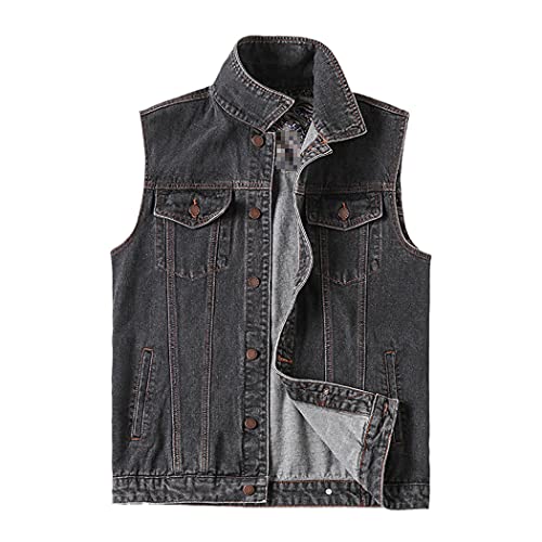 Gilet d'été décontracté en jean noir XL pour les terrasses et sorties