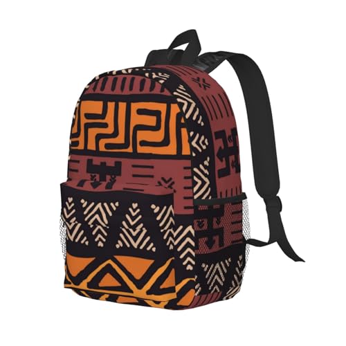 African Mud Cloth Tribal Print Unisex Lightweight Backpack Work Backpack, Versatile Adult Laptop Backpack Hiking2
