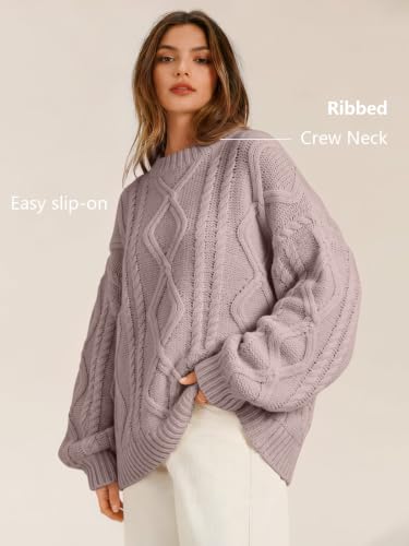 Image of Trendy Queen Women's Oversized Cable Knit Sweaters 2026 Fall Outfits | Quiet Luxury Style, Chunky Knit Texture, Winter Holiday Outfit, Easy Layering Piece, Fall Fashion Staple
