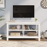 Panana TV Stand 4 Cubby Television Stands Cabinet 4 Open Media Storagefor TVs up to 50 Inches (43 Inches White)