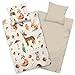 Produktbild Aminata kids Biber Bettwäsche 135 x 200 Kinder Waldtiere-Motiv Mädchen und Jungen Baumwolle, Reißverschluss, Kinder-Wende-Bettwäsche-Set warm, weich & kuschelig, beige, Flanellbettwäsche