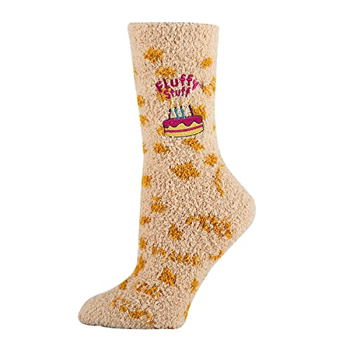 Image of ooohyeah Women's Funny Novelty Pattern Fuzzy Crew Socks, Cozy Fluffy Warm Cute Socks, Shoe Size 5-10