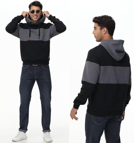 Tyhengta Mens Hoodies with Zipper Pockets Casual Drawstring Hooded Pullover Sweatshirts4