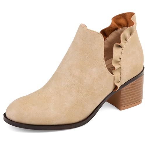 Journee Womens Lennie Tru Comfort Foam Slip On Stacked Heel Booties