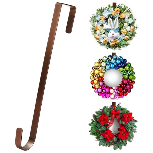 Image of 12 inch Wreath Hanger Over The Door Hooks, Non Scratch Metal Wreath Door Hanger