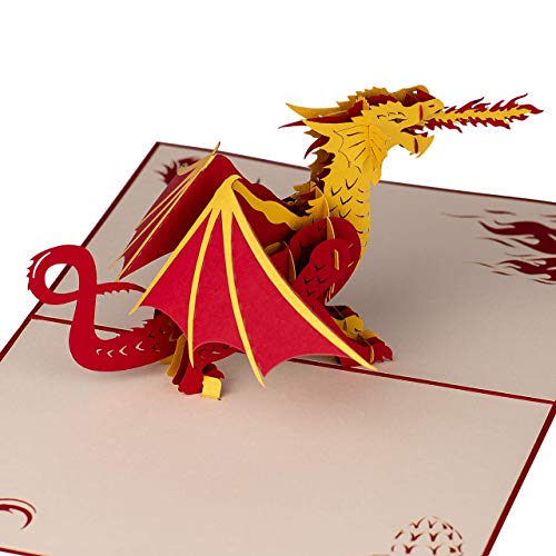 Carte anniversaire dragon découpe laser 6x8 po avec enveloppe