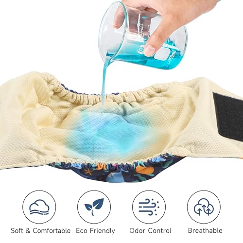 Image of 5 Pack Dog Diapers Male Reusable, Premium Belly Bands for Male Dogs, High Absorbing Male Dog Pee Wraps for Doggie in Incontinence or Excitable Urination and Training,Rabbit,XXL