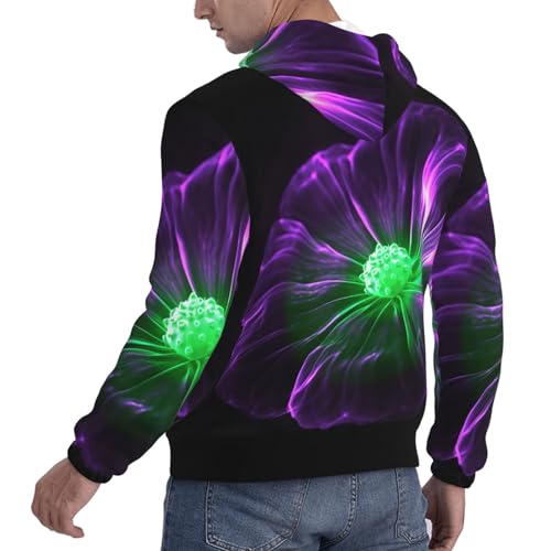 Men's Fleece Pullover Hoodie Long Sleeve Hooded Violet Green Glow Sweatshirt Casual Shirts With Pockets4