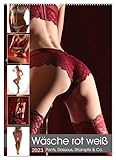 Wäsche rot weiß (Wandkalender 2023 DIN A2 hoch), Calvendo Monatskalender