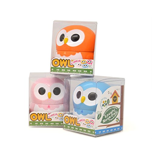 Image of (Orange) - Golandstar Cute Cartoon Owl Timers Mini Size 60 Minutes Mechanical Kitchen Cooking Timer Clock Loud Alarm Counters Manual Timer (Orange)