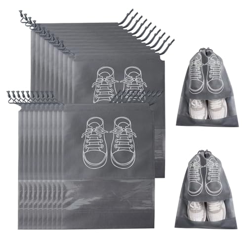 Sac de rangement chaussures étanche avec cordon | Organiseur de placard gris x20