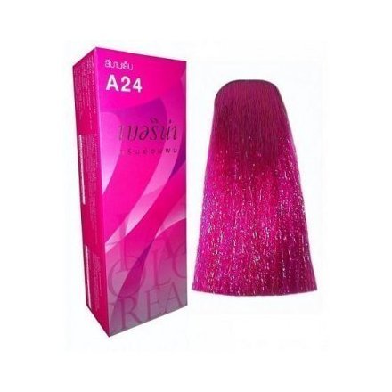 Berina Permanent Hair Dye Color Cream # A24 Magenta 1 Box Thailand
