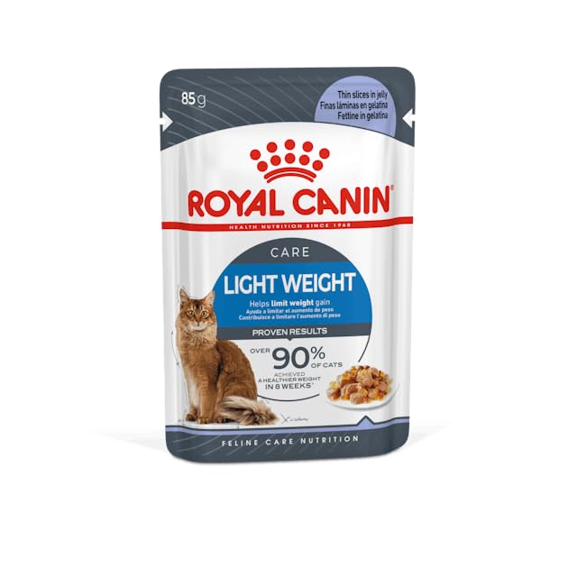 Royal Canin Light Weight Care in Gelee | 12 x 85 g | Nassfutter für Katzen | Zur Unterstützung für übergewichtige Katzen | Enthält Eisen, Mangan und Zink