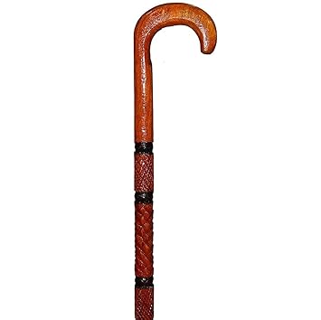 SCM Wooden&Craft Walking/Cane Stick with Base Rubber for Old People(Unisex, Colour-Brown) (36 inch Wooden Stick)
