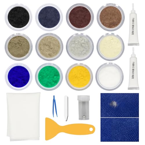 XIRUYEN Kit Reparation Siege Auto Tissu 12 Couleurs, Réparation Canapé Tissu, pour Réparer Les...