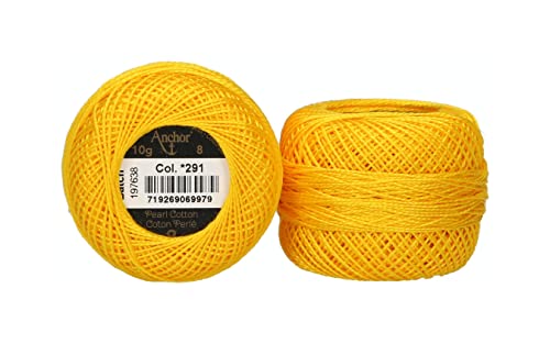 ANCHOR Pearl Yarn, Thickness: 8, Packaging: 10G, Running Length: 82M dunkelgelb Embroidery Threads, Joy
