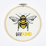 DUTCH STITCH BROTHERS Bee Kind Embroidery Starter Kit with Pattern and Instructions. Stamped Embroidery Kits with Embroidery Clothes with Pattern. 6" Embroidery Hoop
