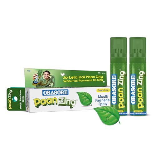 Image of PaanZing Instant Mouth Freshener Spray by Orasore | Paan, Aloe Vera, Pudina, Peppermint, Cinnamon, Clove & Elaichi | Anti-Bacterial & Long Lasting, Germ-free Blend (Pack of 2)