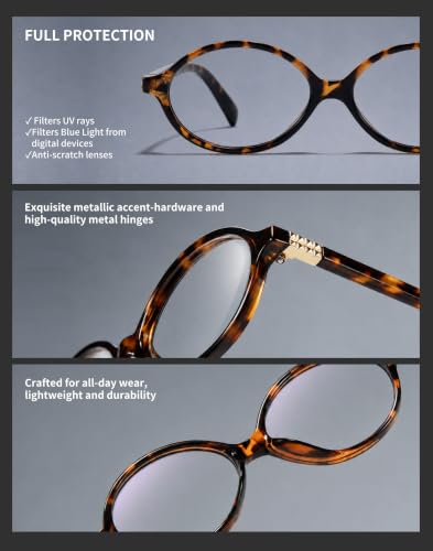 Image of Slocyclub Oval Blue Light Blocking Glasses for Women Men Retro Eyeglasses | Vintage Oval TR90 Frame,Filters harmful blue light, reduces eye strain, Lightweight for daily wear