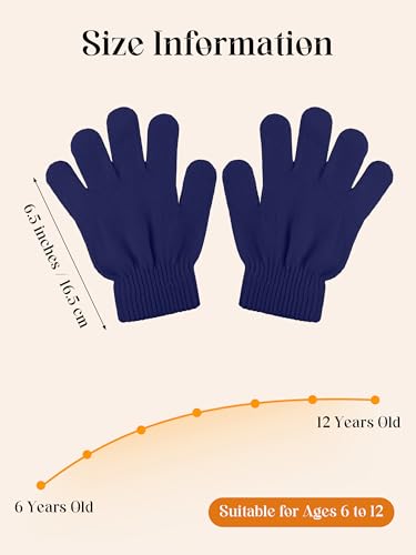 Image of Cooraby 12 Pairs Kid's Winter Magic Gloves Children Stretchy Warm Magic Gloves Boys or Girls Knit Gloves for 6-12 Years