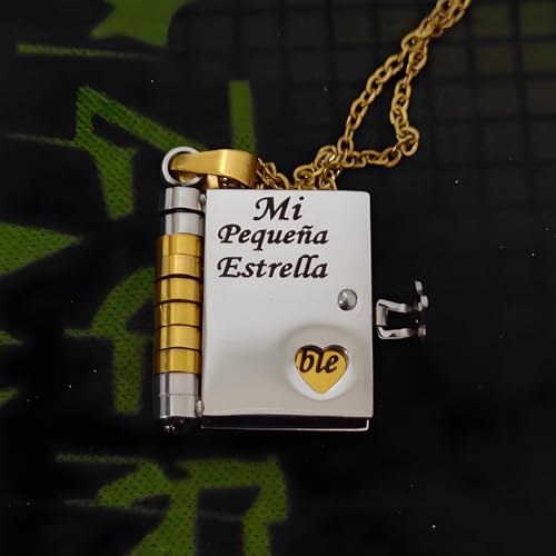 Mi Pequeña Estrella Book Necklace for Daughter, Spanish My Little Star Stainless Steel Engravable 6-Page Openable Adjustable Pendant Gift for Daughters Granddaughter3