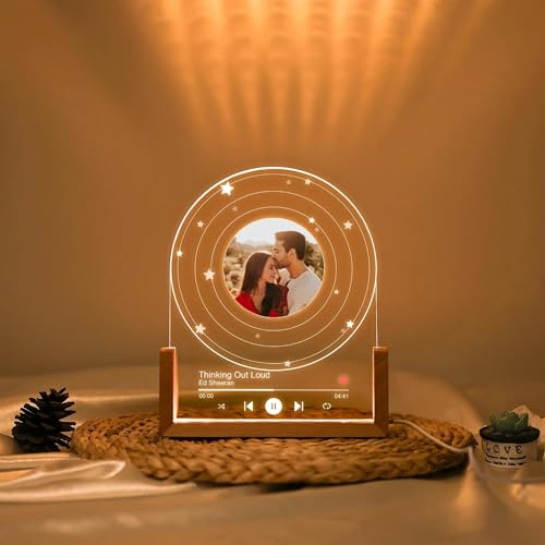 Image of Customized Photo Led Light With Adapter Frame for Couples | Personalized Picture Frame Wooden Stand | Custom Gift | Romantic Anniversary, Wedding, Birthday valentine's day for Gift Him or Her (Vinyl Record with Photo)