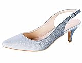 Se ajustan muy bien al pie Greatonu Zapatos de Tacón de Aguja Puntiagudo Plateado Clásico Básico Diario para Oficina con Tira en el Tobillo para Mujer Talla 38 EU