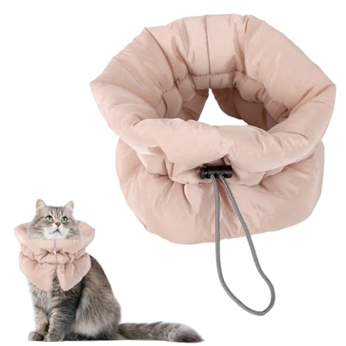 Image of BOXOB Adjustable Recovery Collar - Lightweight, Waterproof & Soft for Cats & Dogs Kitten Cone to Stop Licking After Surgery - Prevents Licking Wounds (S, Khaki)