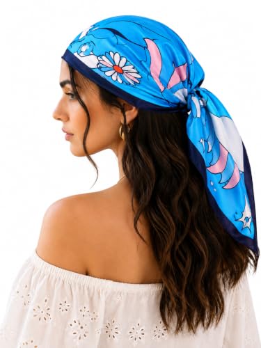 Image of Ravaiyaa - Attitude is everything Women Printed Silk Bandana 21 x 21 Inch Square Headband & Hair Wrap, Soft & Versatile | Fashion Neck Wrap