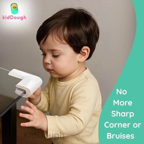 Image of KidDough Baby Proofing Corner Guards, Corner Protector for Sharp Edges, Table Corner Protector for Baby Safety (U Shape White)