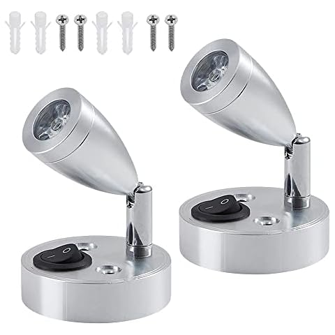 IWILCS 12V LED Spot Reading Light, 3W RV Interior Light, 180° Rotate Bedside Wall Lamp 3000K Warm Light for Campervan Motorhome Caravan Boat Interior Led Light (ON/OFF Switch, 2PCS) Cover