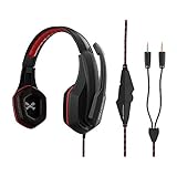 Ghostek® Hero Series Gaming Headphones Over-Ear | 3.5MM Jack | PC Video Gaming |120° Microphone Rotation + Mute Switch | Integrated Volume Control | Ultra Resistant Braided Cable | iPad, Laptop (Red)