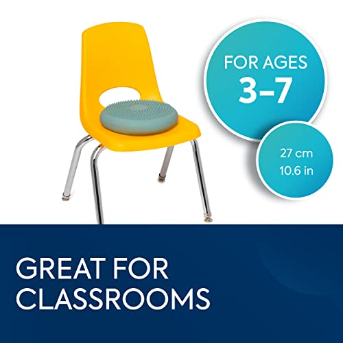Image of BouncyBand Wiggle Seat, Silver, 1-Pack - Small 10.75 inch D x 2.5 inch H Wobble Cushion for Kids Aged 3-7 - Sensory Tool Promotes Active Learning & Improves Productivity - Includes Pump for Easy-Inflation