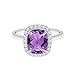Bague de promesse solitaire coussin 1,3 CTW en argent 925 avec améthyste pourpre classique (61)