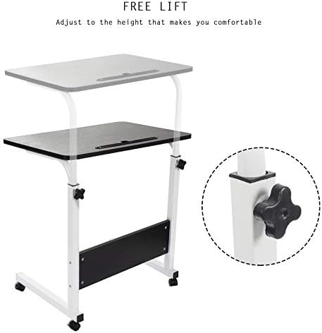 GRANDMA SHARK 60 × 40 cm Laptop Table for Sofa or Bed, Laptop Desk, Standing Height Adjustable Computer Desk, Portable Side Table, Bed Table, Sofa Table (Black)