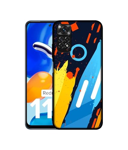 Image of Abstract Stripes Geometric Figures Design Premium 2D Printed Metal Back Case Cover for Mi Redmi Note 11 4G / Note 11S 4G / Poco M4 Pro 4G