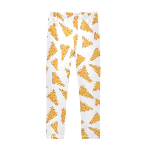 Yellow Pizza Girls Leggings Ultra Soft Compression Yoga Gym Pants for Kids 4-10T