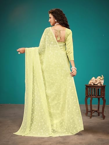 Image of Garden Vareli Viscose Brasso Floral Print Saree