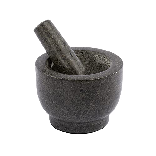 Hairy Bikers Mortier et pilon en granit classique non poreux durable pour herbes, noix, graines, ail, broyeur 14,5 cm de diamètre Cover